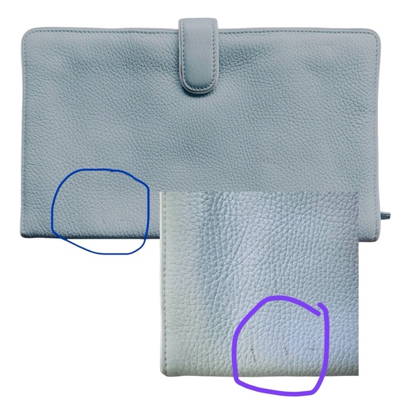 RED ENVELOPE Pale Blue Leather Travel Jewelry Case Pouch 10 3/4”x 6 1/2” - Picture 10 of 10